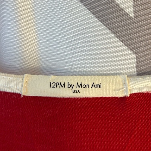 12 Pm By Mon Ami Red and White Short Sleeve Boxy T-Shirt Dress or Nightshirt - Picture 2 of 3